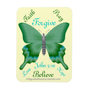 Faith Pray Tro Butterfly Bible Quote Magnet