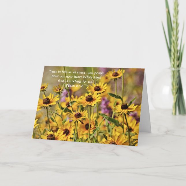 Faith Psalm 62:8 Flower Note Card Kort (Framsida)