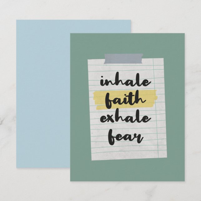 Faith Quote: Inhale Faith Exhale Fear Anteckningskort (Fram/baksida)