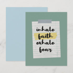 Faith Quote: Inhale Faith Exhale Fear Anteckningskort