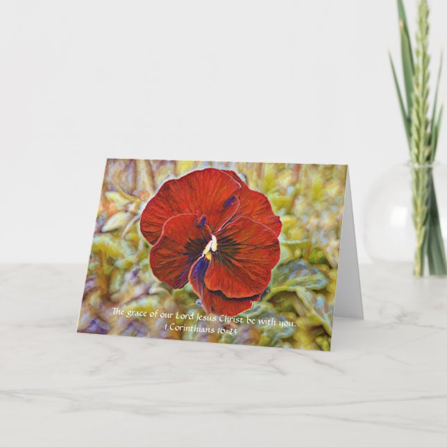 Faith Red Petunia Artsy Note Card Kort (Framsida)