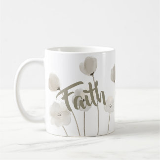 Faith Religiösa Beige Watercolor WildblomBlommigt Kaffemugg