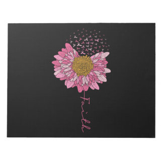 Faith Rosa Flower Breast Cancer Awareness Anteckningsblock