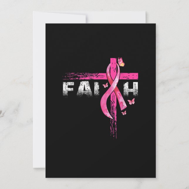 Faith Rosa Ribbon Butterfly Breast Cancer Awarenes Inbjudningar (Framsida)