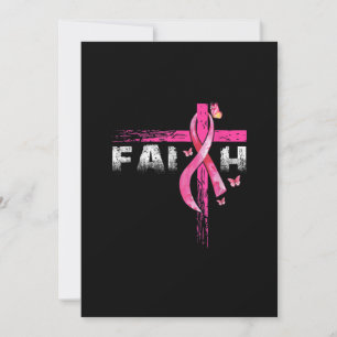 Faith Rosa Ribbon Butterfly Breast Cancer Awarenes Inbjudningar