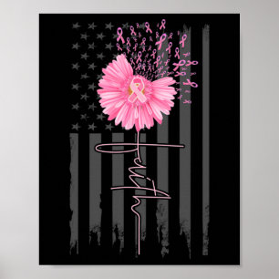 Faith Rosa Ribbon Daisy Flower American Flagga Bre Poster