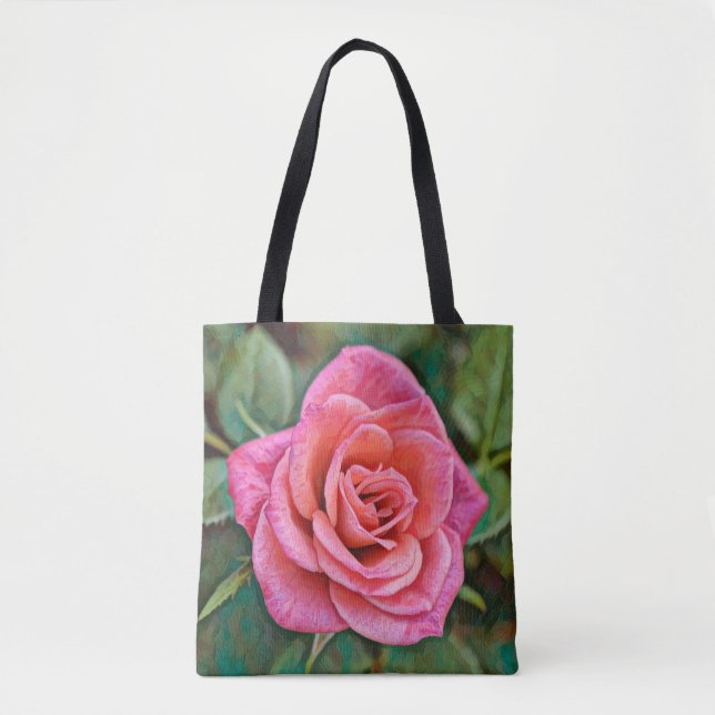 Faith Rosa ros Art Tote Tygkasse (Framsida)