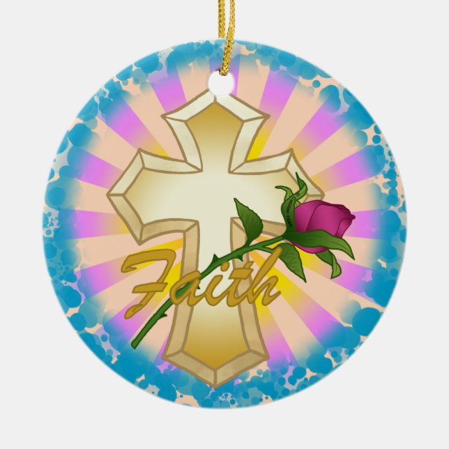 Faith Rose Kristet Kors Ornament  (Framsidan)