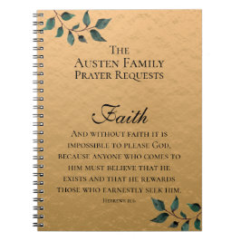 Faith Scripture Guld för Family Prayer-begäran Anteckningsbok