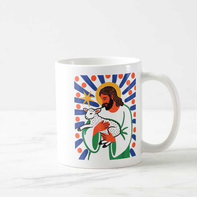 Faith Shepherd Lamb Peaceful Divine Sritual Design Kaffemugg (Höger)