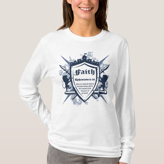 Faith Shield Christian Faith Bible Verse Ephesian T Shirt (Framsida)