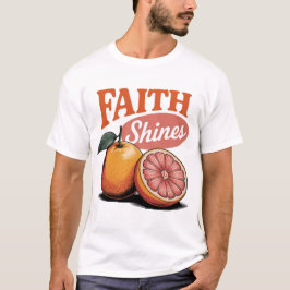Faith Shines Orange Grapefruit Retro Christian Tee