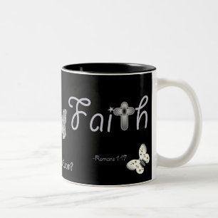 Faith Silver Kor & Butterflies gotGod316.com Två-Tonad Mugg