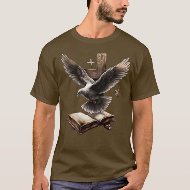 Faith Soars - Dove, Bible & Kor Christian T-Shir T Shirt (Framsida)