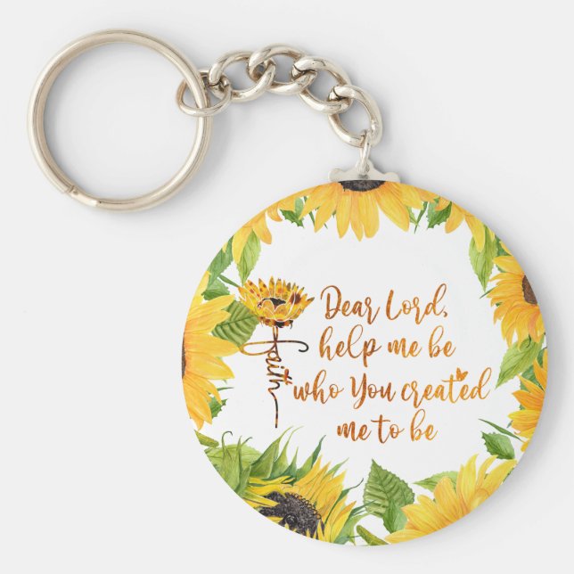 Faith Solros med Prayer Quote Nyckelring (Framsidan)