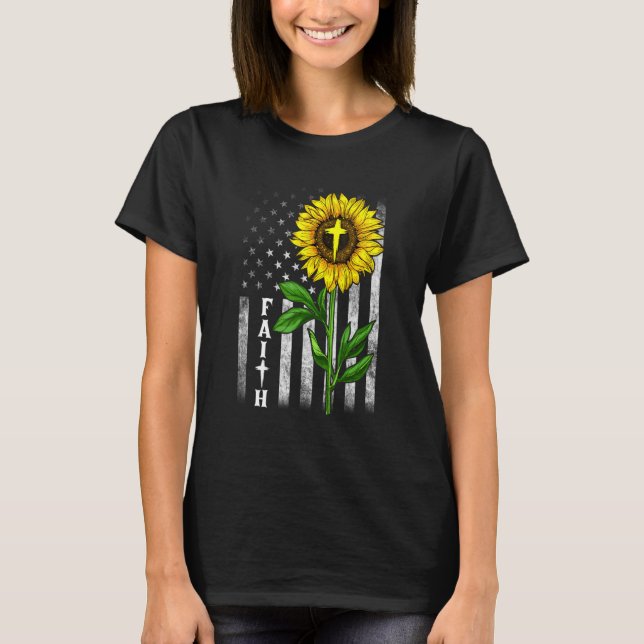 Faith Solros Usa American Flagga Christian T Shirt (Framsida)
