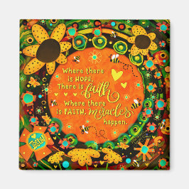 Faith Söt Orange Gult Blommigt Bumblebee Ireland y Magnet