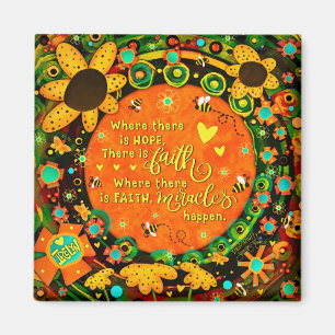 Faith Söt Orange Gult Blommigt Bumblebee Ireland y Magnet