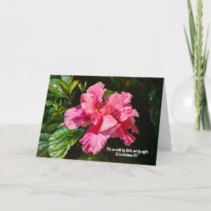 Faith Söt Rosa Hibiscus Flower Art Note Card Tack Kort