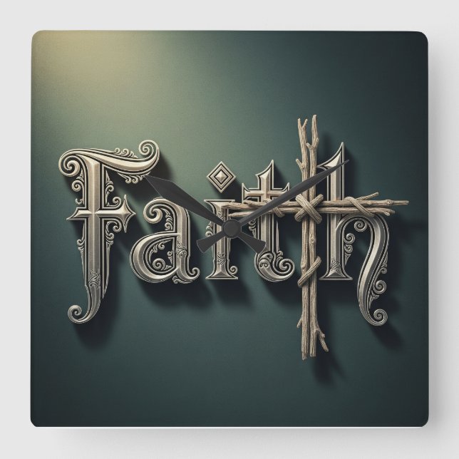 Faith Square Akrylisk Väggklocka -Religiös dekorat (Framsida)