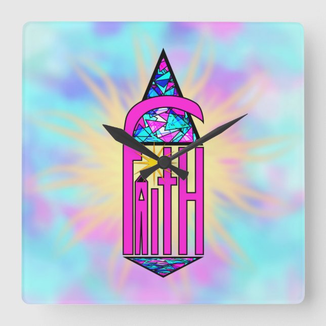 Faith ~ Steeple Fyrkantig Klocka (Framsida)