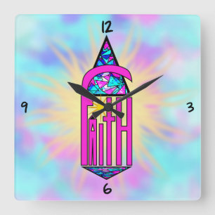 Faith ~ Steeple Square Wall Clock Fyrkantig Klocka