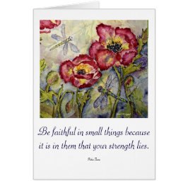 Faith Strength Quote Dragonfly Art Greeting Card Hälsningskort