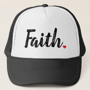 FAITH struktur brev med rött HEART Keps