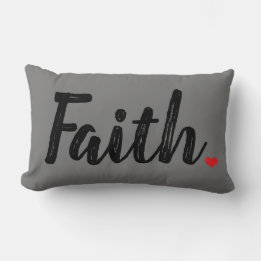FAITH struktur brev med rött HJÄRT Lumbar Pillow Lumbarkudde