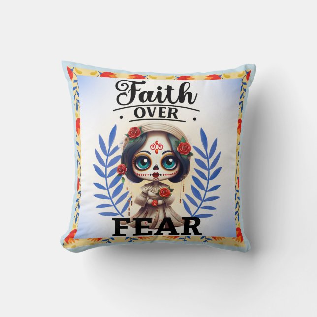 Faith Sugar Skull Kudde (Framsida)
