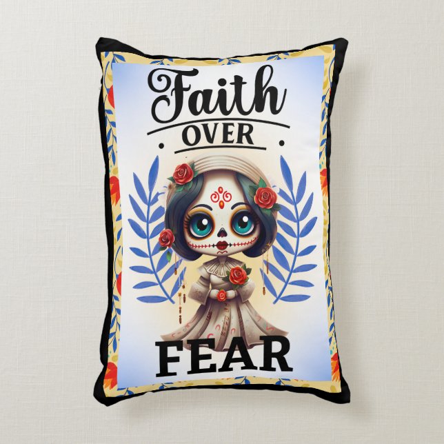 Faith Sugar Skull Prydnadskudde (Framsidan(Vertikal))