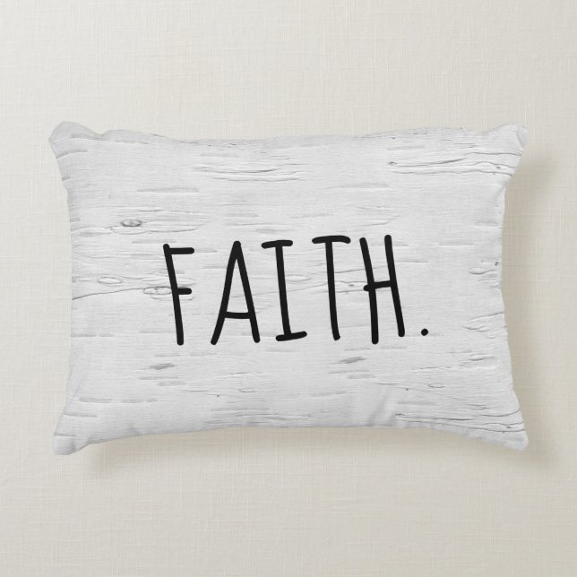 FAITH-text på pekpåfyllnad på Birch Träd Prydnadskudde (Framsidan)