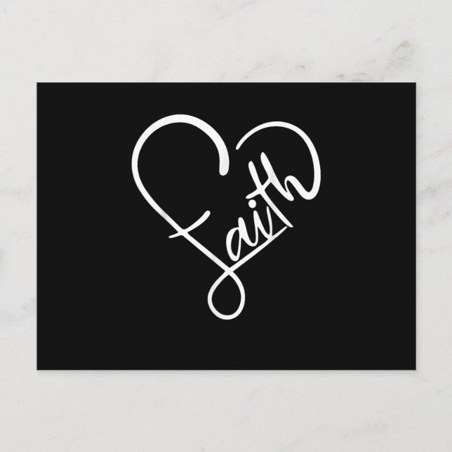 Faith Typo Heart Shape Christian Devotee Gud Inbjudan Vykort (Framsida)