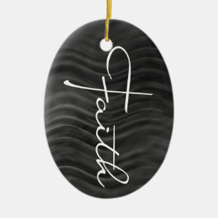 Faith Typography Christian Black and White Modern Julgransprydnad Keramik