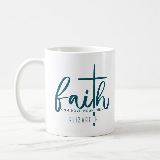 Faith Typography Personlig Coffee/Tea/Cocoa Mugg (Vänster)