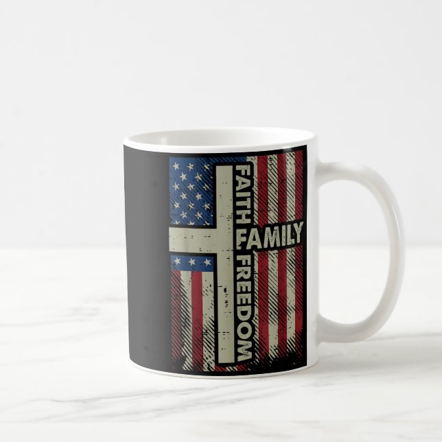 Faith Us Flag Christian Religious God Jesus Men Wo Kaffemugg (Höger)