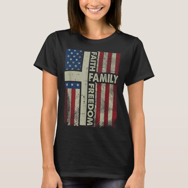 Faith Us Flag Christian Religious God Jesus Men Wo T Shirt (Framsida)