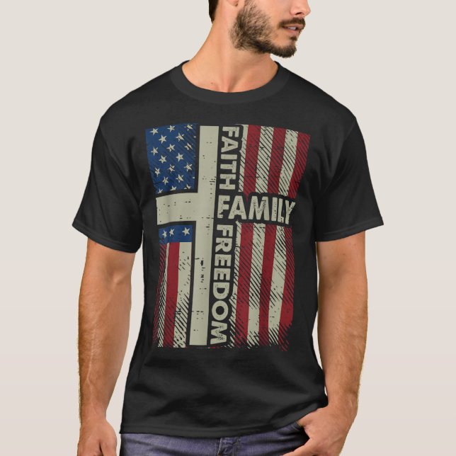 Faith Us Flag Christian Religious God Jesus Men Wo T Shirt (Framsida)