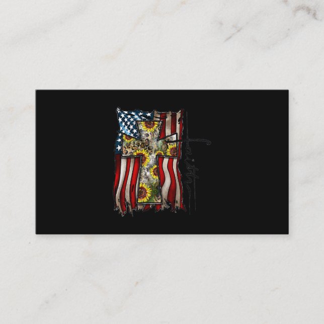 Faith USA American Flagga Christian Kor Jesus Sunf Visitkort (Framsida)