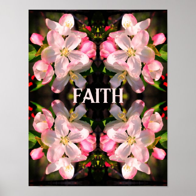 Faith Vår Flower Blommar Abstrakt inspiration Poster (Framsidan)