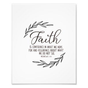 Faith Wall Art, Bible Verse, Hebrews 11:1 Fototryck