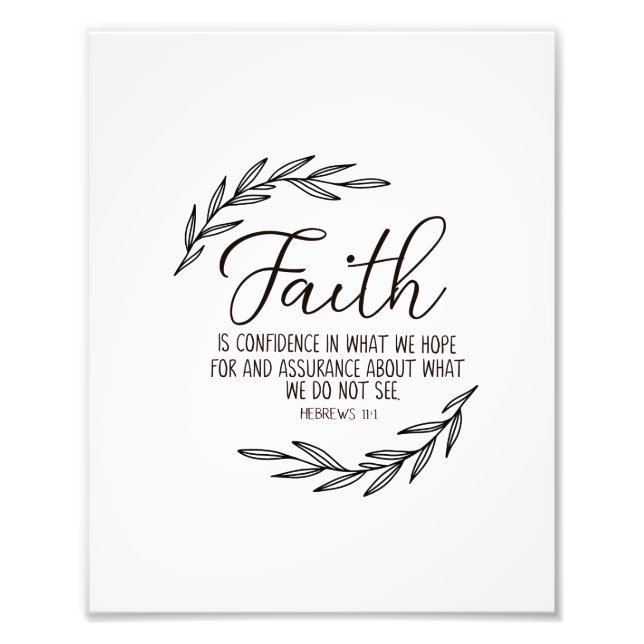 Faith Wall Art, Bible Verse, Hebrews 11:1 Fototryck (Framsidan)