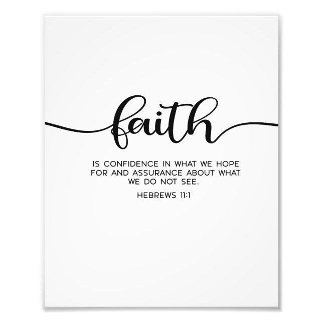 Faith Wall Art, Bible Verse, Hebrews 11:1 Fototryck (Framsidan)