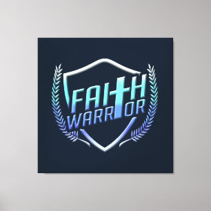Faith Warrior Christian Blue Lila Ombre Canvastryck