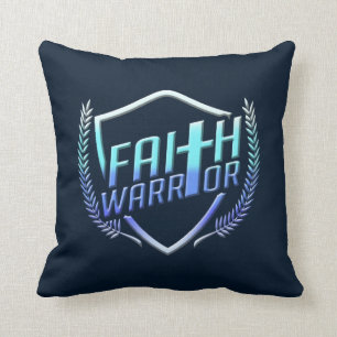 Faith Warrior Christian Blue Lila Ombre Kudde
