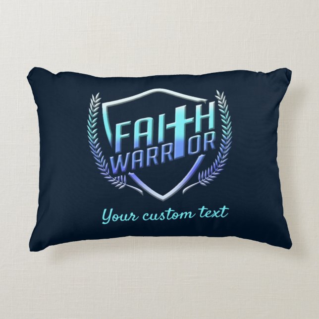 Faith Warrior Christian Blue Lila Ombre Prydnadskudde (Framsidan)