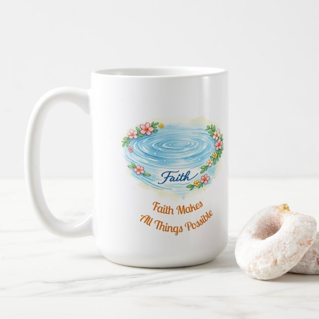 Faith Water Ripple Flowers Easter Christian Mug Kaffemugg (Med munk)