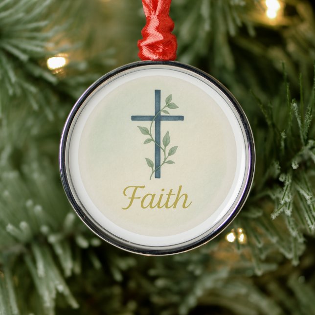 “Faith” Watercolor Christmas Ornament (Träd)