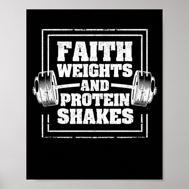 Faith Weights och Protein Shakes Funny Fitness Poster (Framsidan)