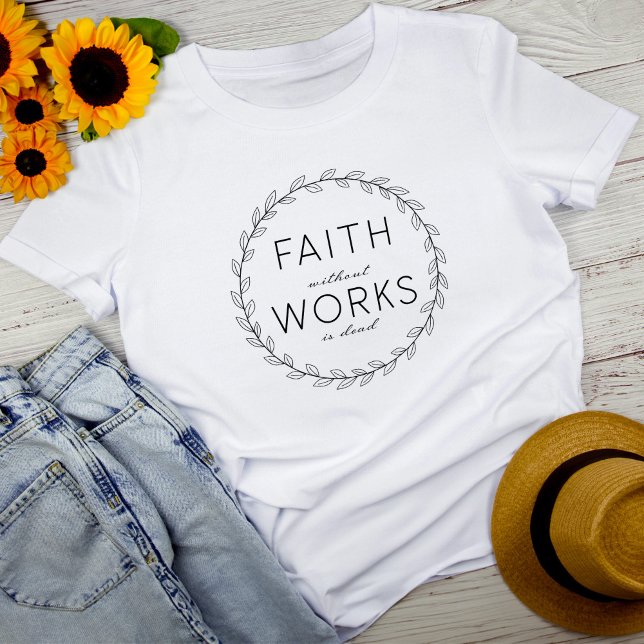 Faith without Works är död, stor kvinnlig vit T Shirt (Skapare uppladdad)